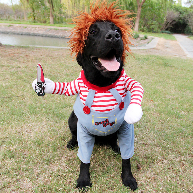ハロウィン ペットコスチューム ペット犬用おもしろ服 調節可能な犬用コスプレ衣装 怖いコスチューム パーティー集まり用