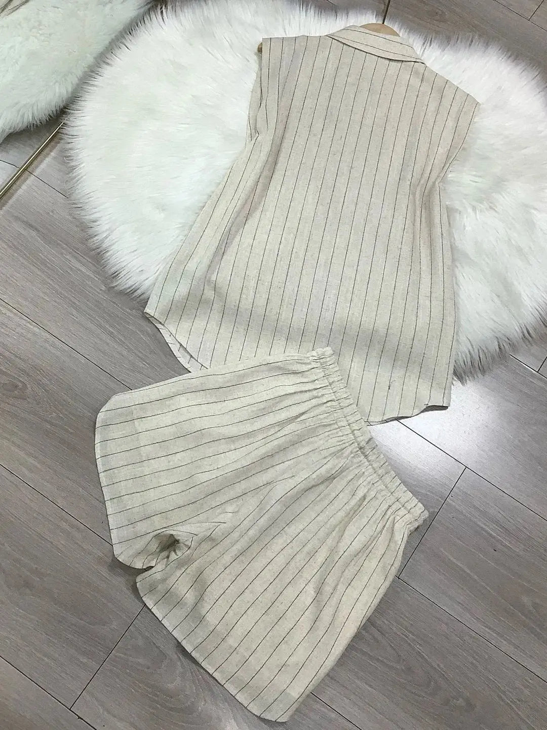 Women's fashionable summer pure linen short suit