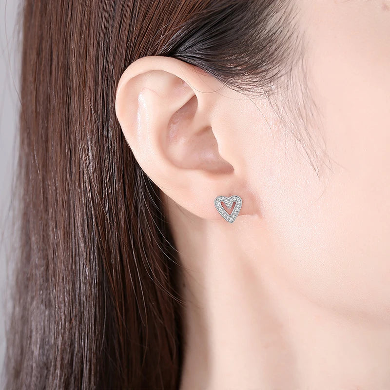 Original 925 Sterling Silver Earrings 2025 Stud Hoop Crystal Earings For Women Rose Gold Crown Heart Infinity Bee Earing Jewelry