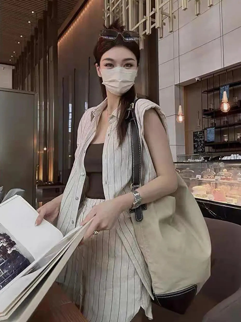 Women's fashionable summer pure linen short suit