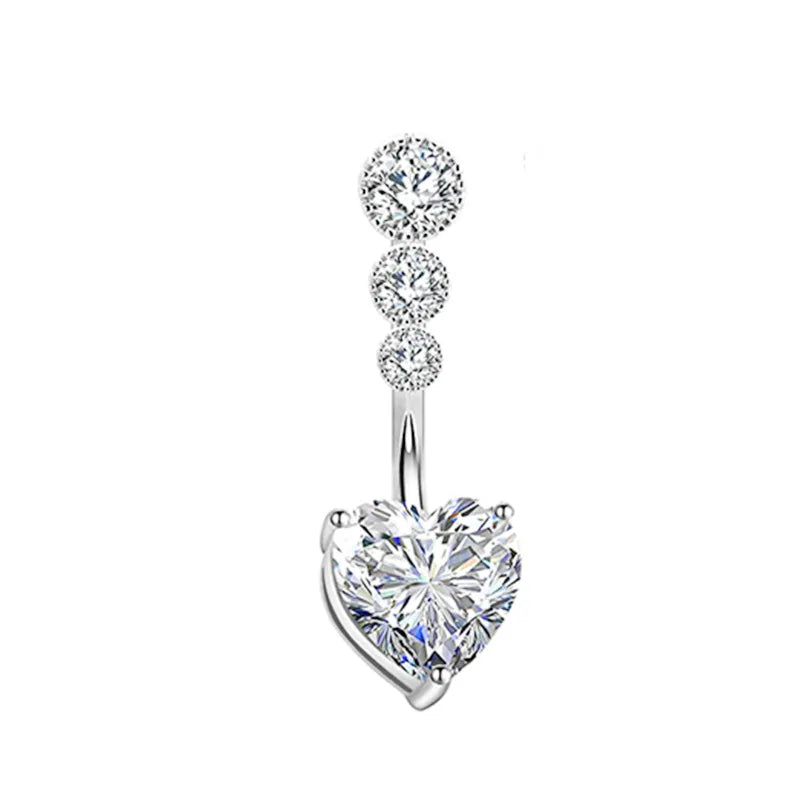 1PCS Crystal Belly Button Rings Surgical Steel Heart Navel Piercing Sexy Flower Belly Rings Body Piercing Ombligo Navel Rings