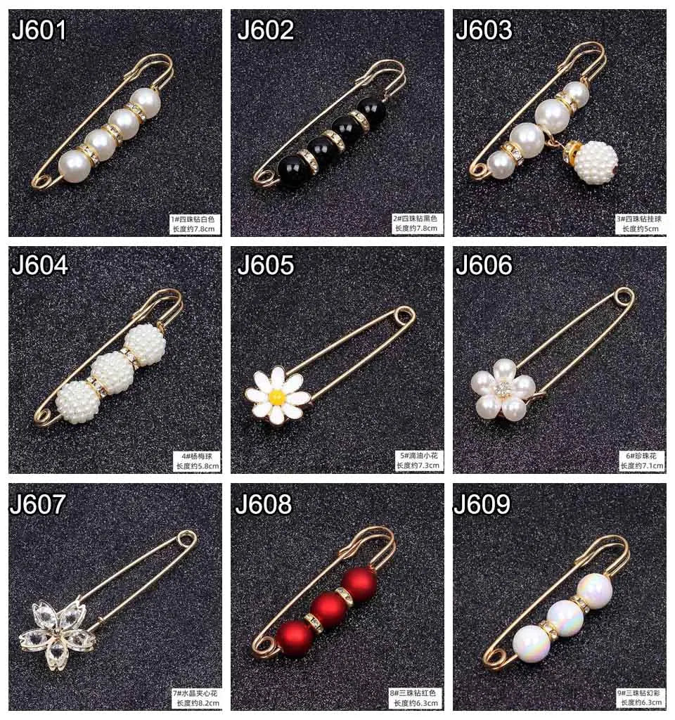 Lapel Pin Women Simulated-Pearl Pendant Pins Crystal Rhinestone Brooch For Woman Scarf Buckle Clips Hat Clothes Multipurpose Pin