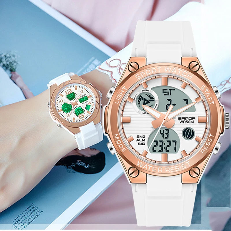 Luxury Rose Gold Women Men Digital Watches Fashion Stainless Steel LED Electronic Wristwatch Waterproof Sports watch