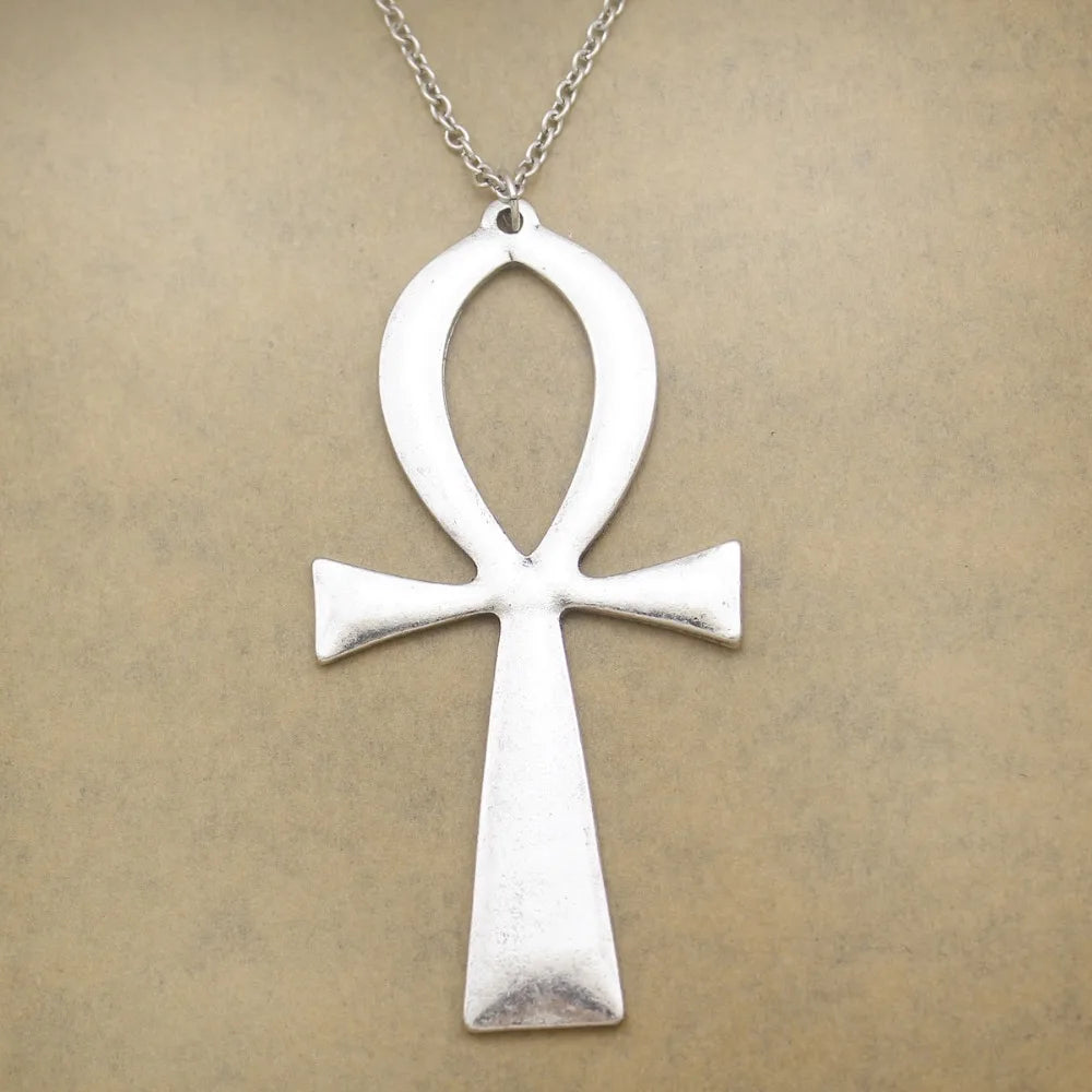 10x5cm Vintage Egyptian Life Big Ankh Cross Pendant Long Chain Necklace Fashion Jewelry Men and Women Accessories Dropshipping