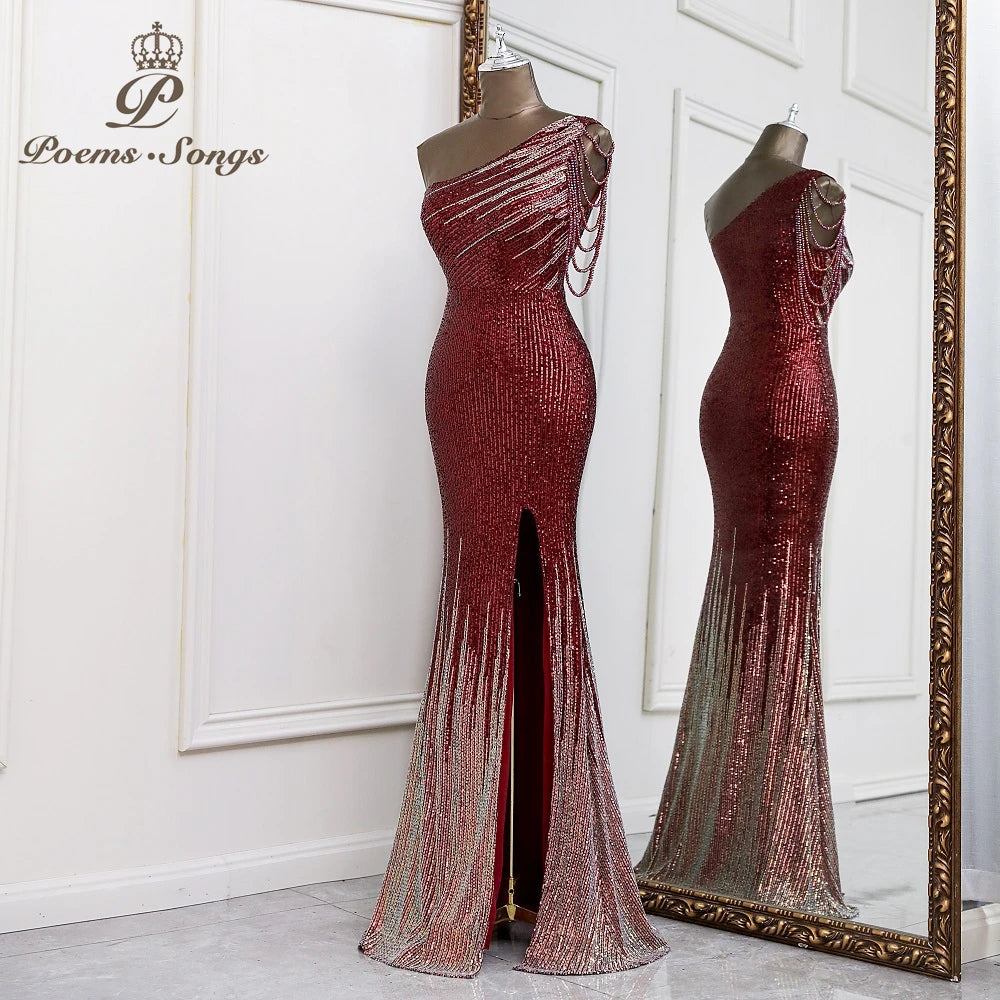 Sexy One shoulder style evening dresses prom dresses vestidos de fiesta robe de soiree de mariage party dresses women evening