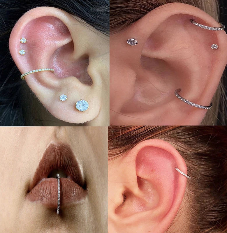 18G/16G Women's Round Earrings G23 F136 Titanium Nose Ring Hinge Clicker Open Diaphragm Nose Ring Fashion Lady Piercing Jewelry