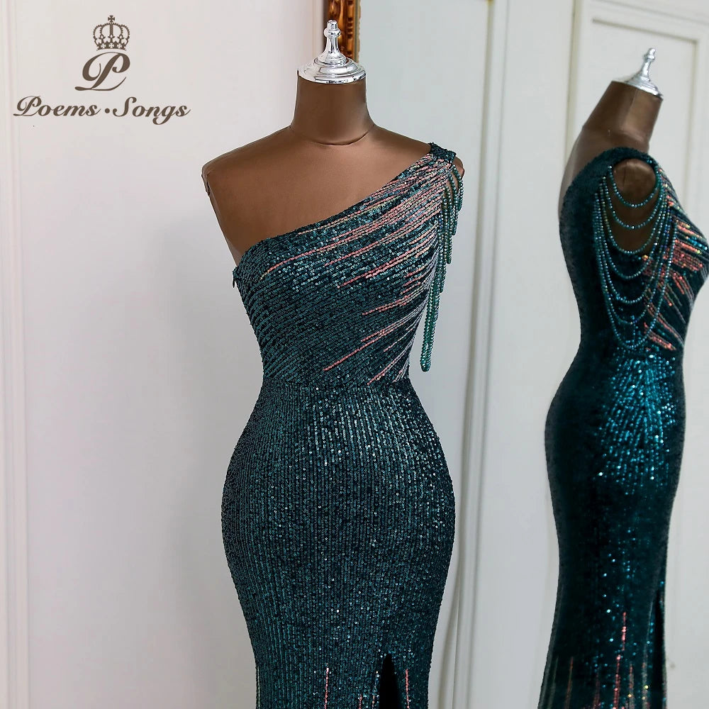 Sexy One shoulder style evening dresses prom dresses vestidos de fiesta robe de soiree de mariage party dresses women evening