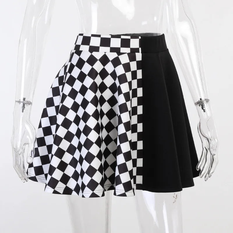 Y2k Skirt Harajuku Dark Girl Contrast Plaid Stitching Sexy High Waist Over In Summer Sexy Gothic Skirt