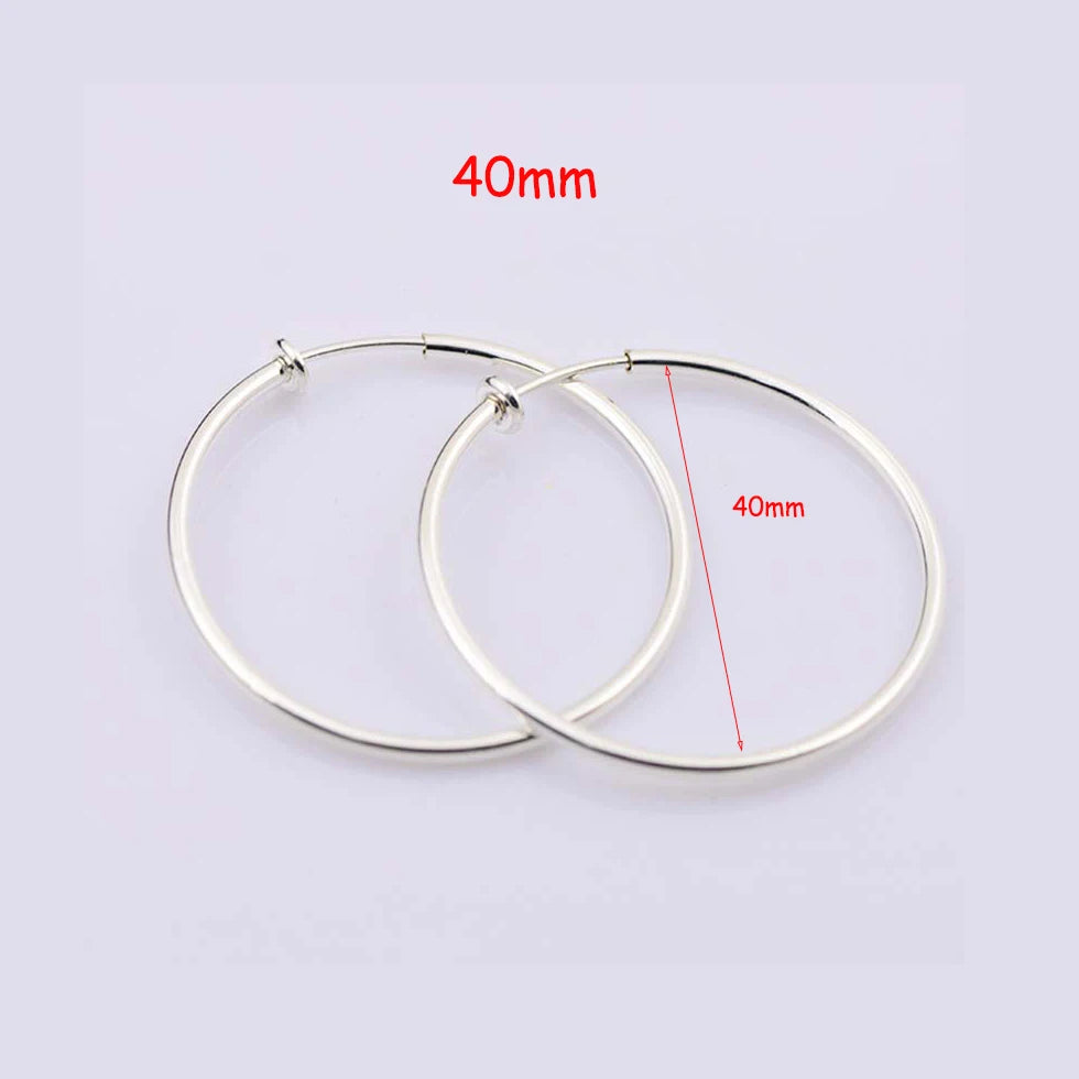 New Diameter 2/4/6cm Ear Clips Rings Punk Women Non-Pierced Hoop Earrings Houndstooth Goth Fake Clip-On Circle Earrings Jewelry