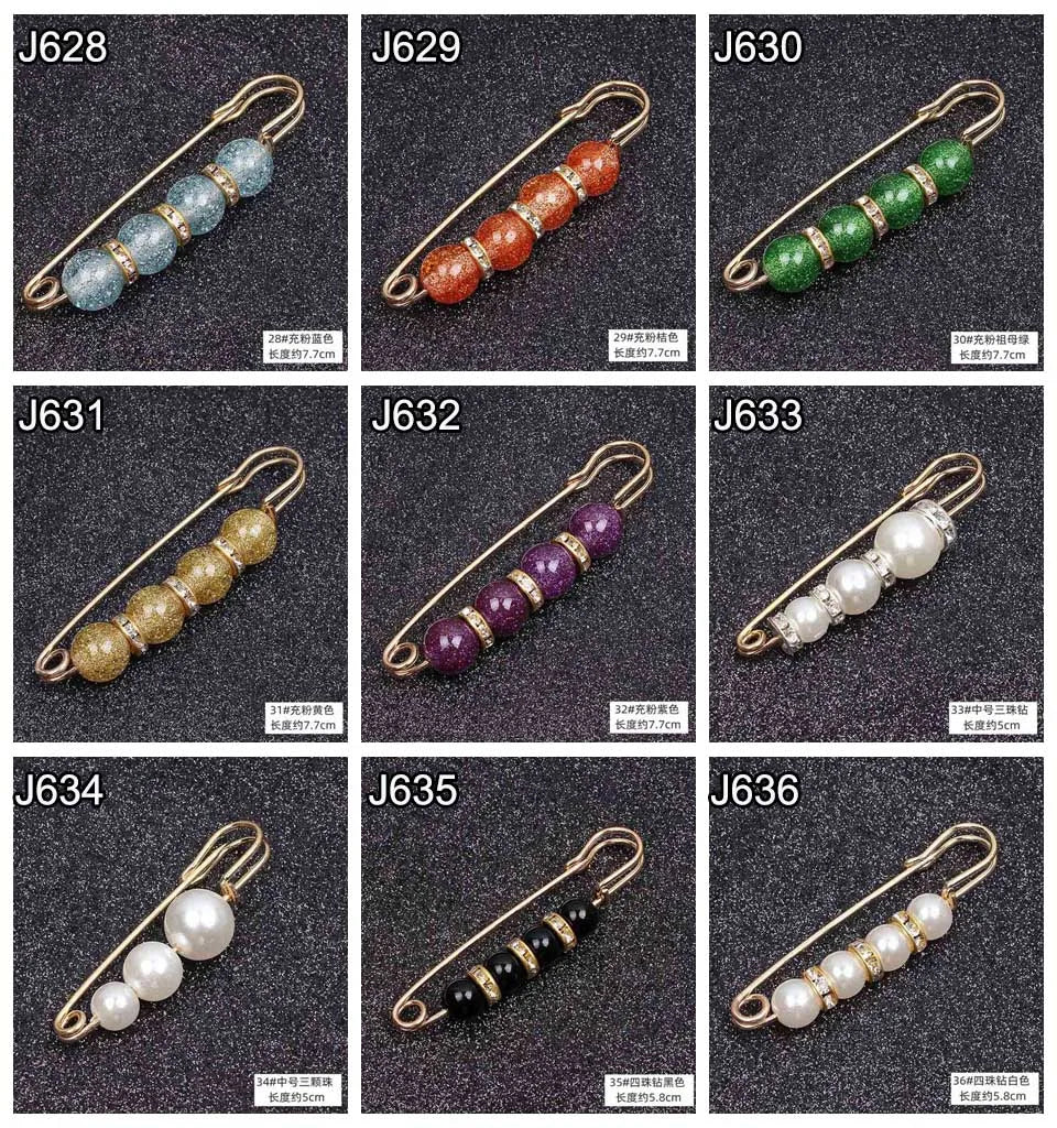 Lapel Pin Women Simulated-Pearl Pendant Pins Crystal Rhinestone Brooch For Woman Scarf Buckle Clips Hat Clothes Multipurpose Pin