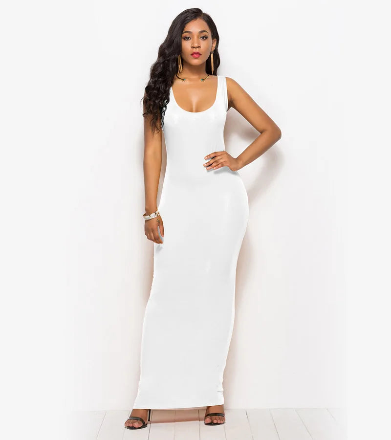 Sexy Summer Tank Women Dress 2023 Fashion Sleeveless Bodycon Evening Party Club Long Dresses Women Clothes Plus Size Femme Robe