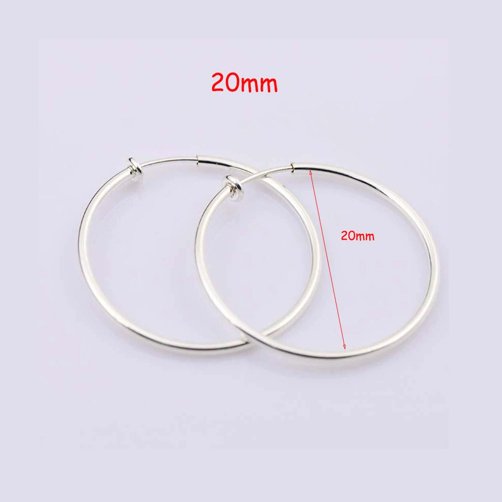 New Diameter 2/4/6cm Ear Clips Rings Punk Women Non-Pierced Hoop Earrings Houndstooth Goth Fake Clip-On Circle Earrings Jewelry
