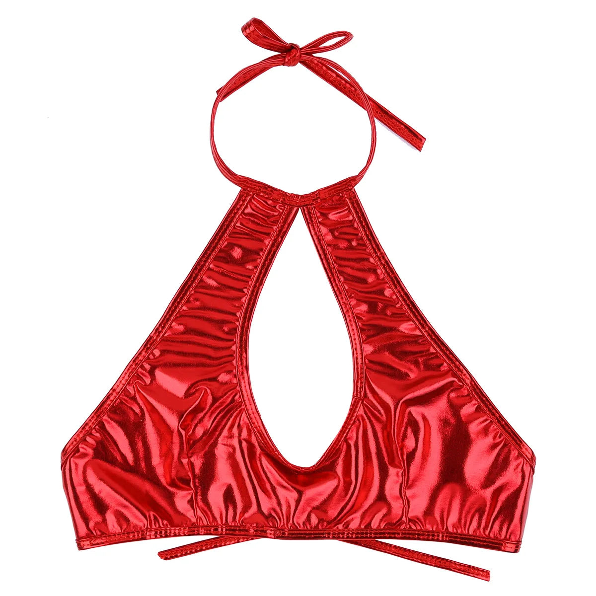 Women Summer Streetwear Halter Strappy Cropped Tops Vest Low Cut Camisole Rave Party Disco Nightclub Pole Dance Costume Sexy