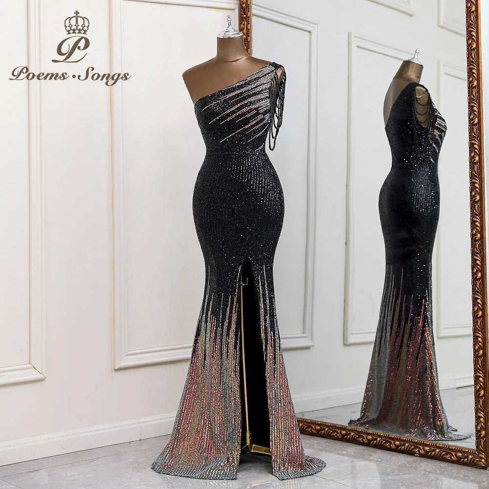 Sexy One shoulder style evening dresses prom dresses vestidos de fiesta robe de soiree de mariage party dresses women evening