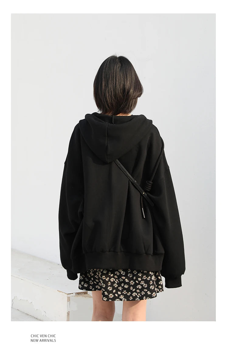 CHIC VEN Women's Hoodies Sweatshirts Casual Loose Sports Women Jackets Streetwear Female Coat Fashion Tops Spring Autumn 2022