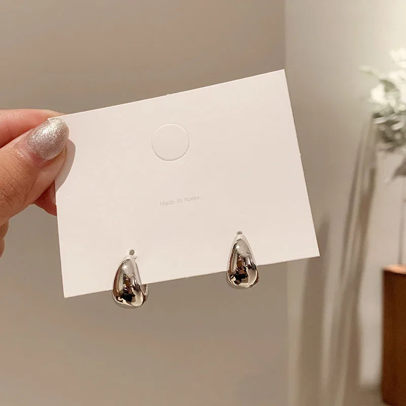 Simple Stud Earrings 2021 Trend Jewelry For Women Silver Color Water Drop Two Use Cute Korean Small Earring pendientes hombre