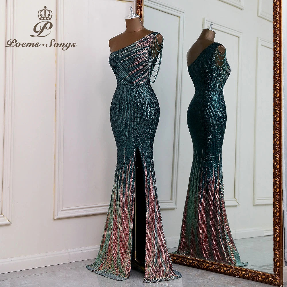 Sexy One shoulder style evening dresses prom dresses vestidos de fiesta robe de soiree de mariage party dresses women evening