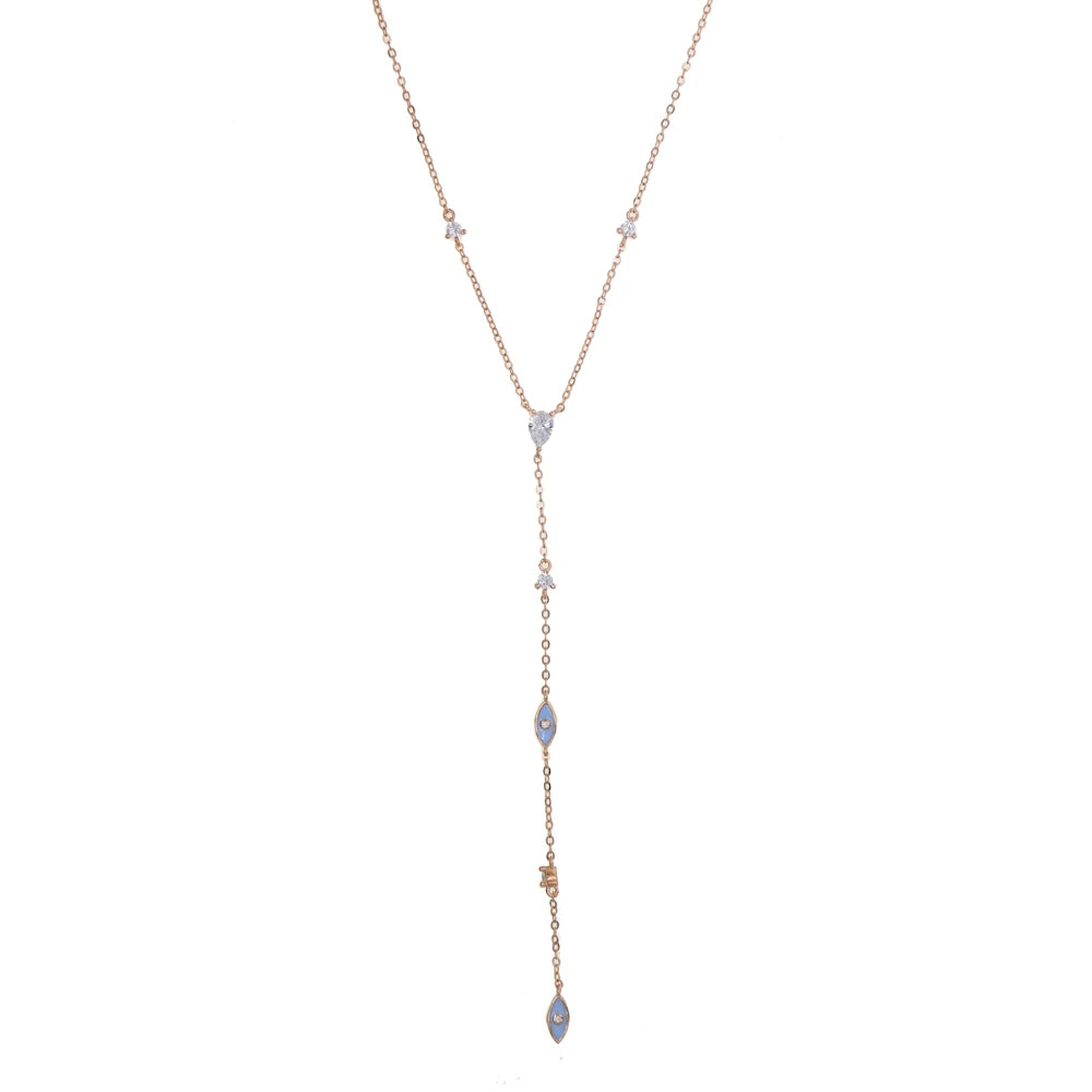 enamel evil eye charm necklace Cute lovely eye white cz link chain long Y lariat women sexy necklaces jewelry