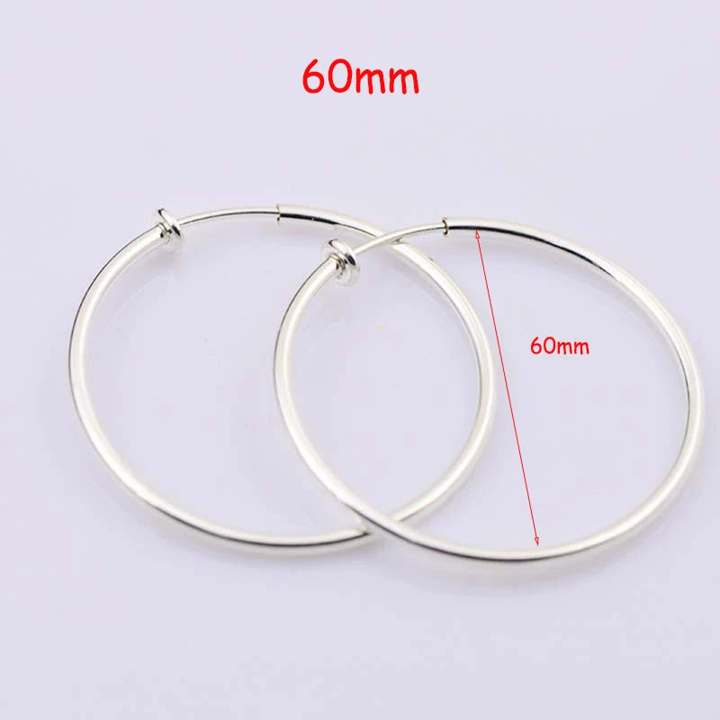 New Diameter 2/4/6cm Ear Clips Rings Punk Women Non-Pierced Hoop Earrings Houndstooth Goth Fake Clip-On Circle Earrings Jewelry