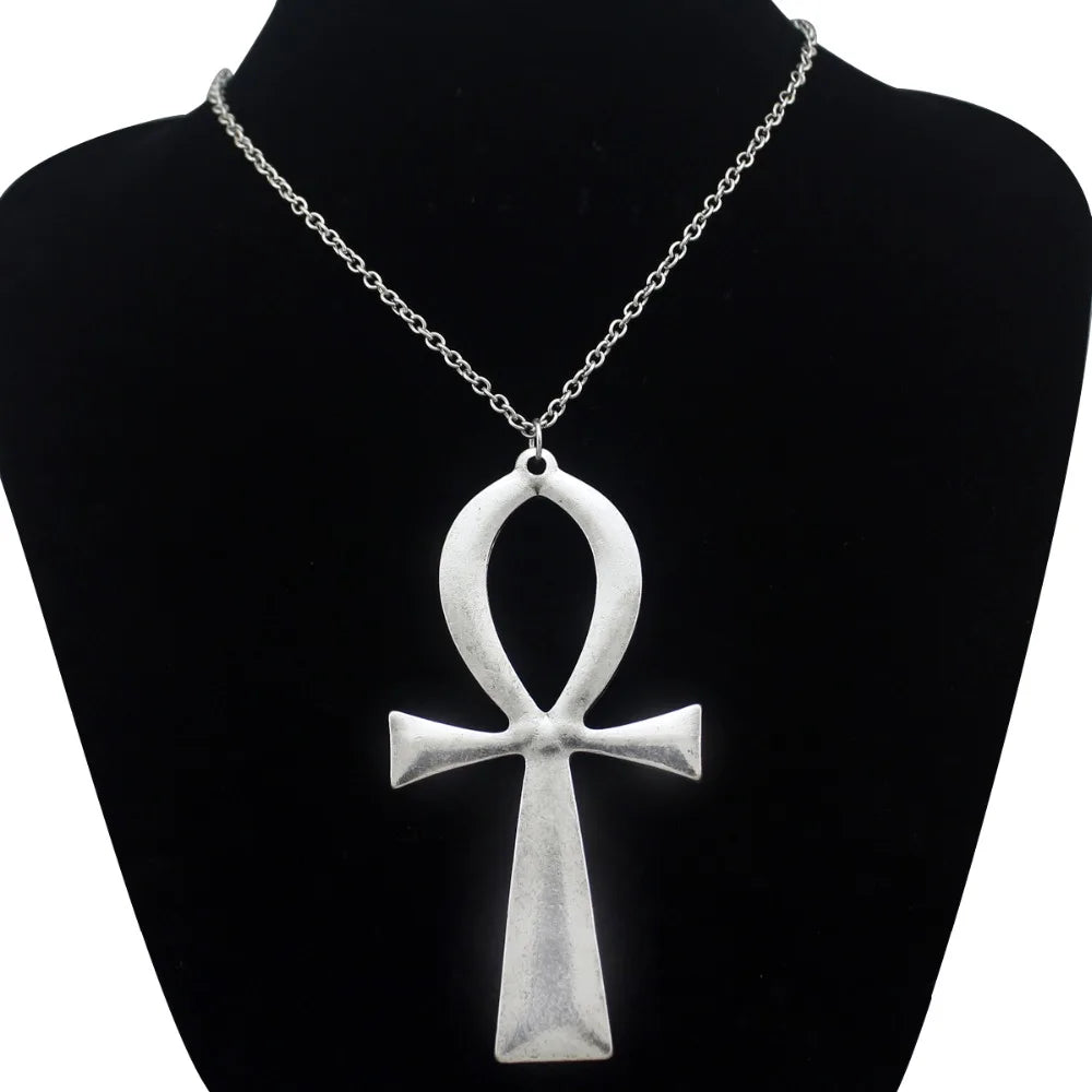 10x5cm Vintage Egyptian Life Big Ankh Cross Pendant Long Chain Necklace Fashion Jewelry Men and Women Accessories Dropshipping