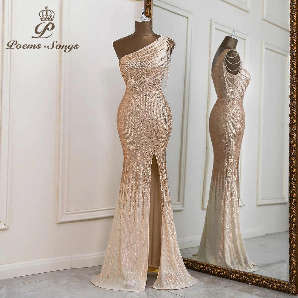 Sexy One shoulder style evening dresses prom dresses vestidos de fiesta robe de soiree de mariage party dresses women evening