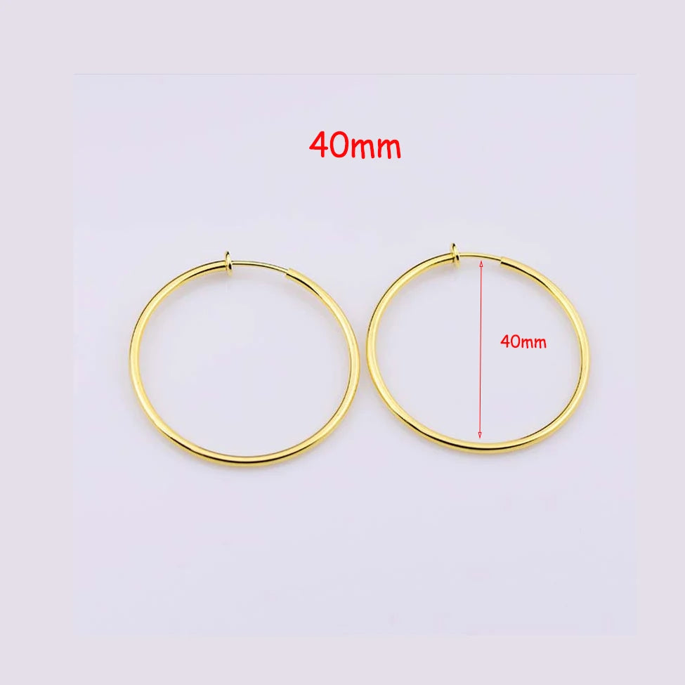 New Diameter 2/4/6cm Ear Clips Rings Punk Women Non-Pierced Hoop Earrings Houndstooth Goth Fake Clip-On Circle Earrings Jewelry