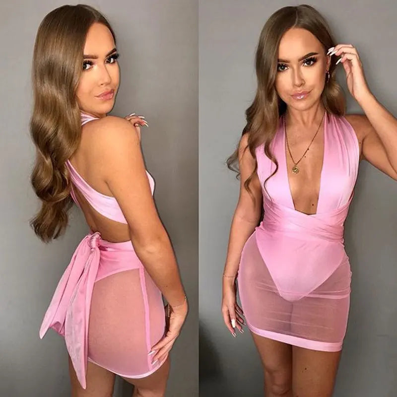 OMSJ 2023 New Hot Neon Green Elegant Sexy Club Party Dresses Women Strapless Sleeveless Bandage Dress Summer Lace Up Mini Dress