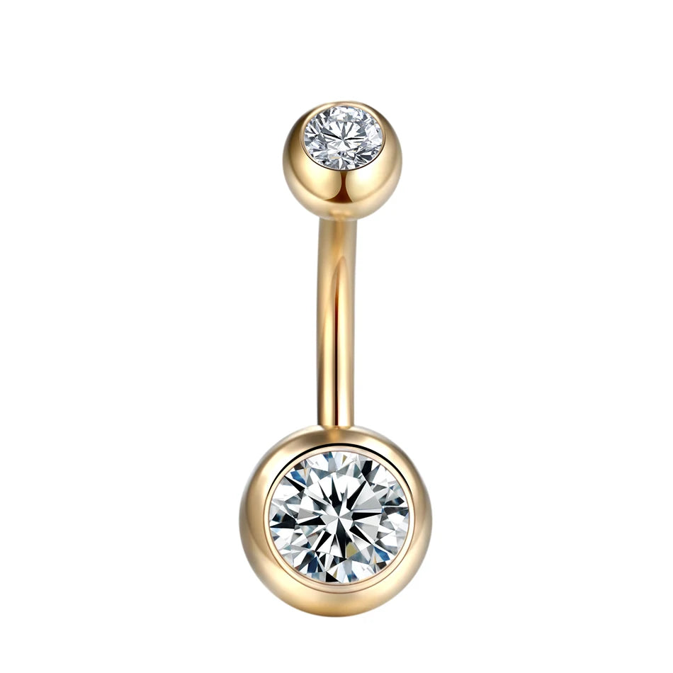 1PC 14G Belly Button Ring Navel Nombril Piercings Surgical Steel Ear Rings CZ Body Piercing Jewelry 10mm Bar For Women Piercings