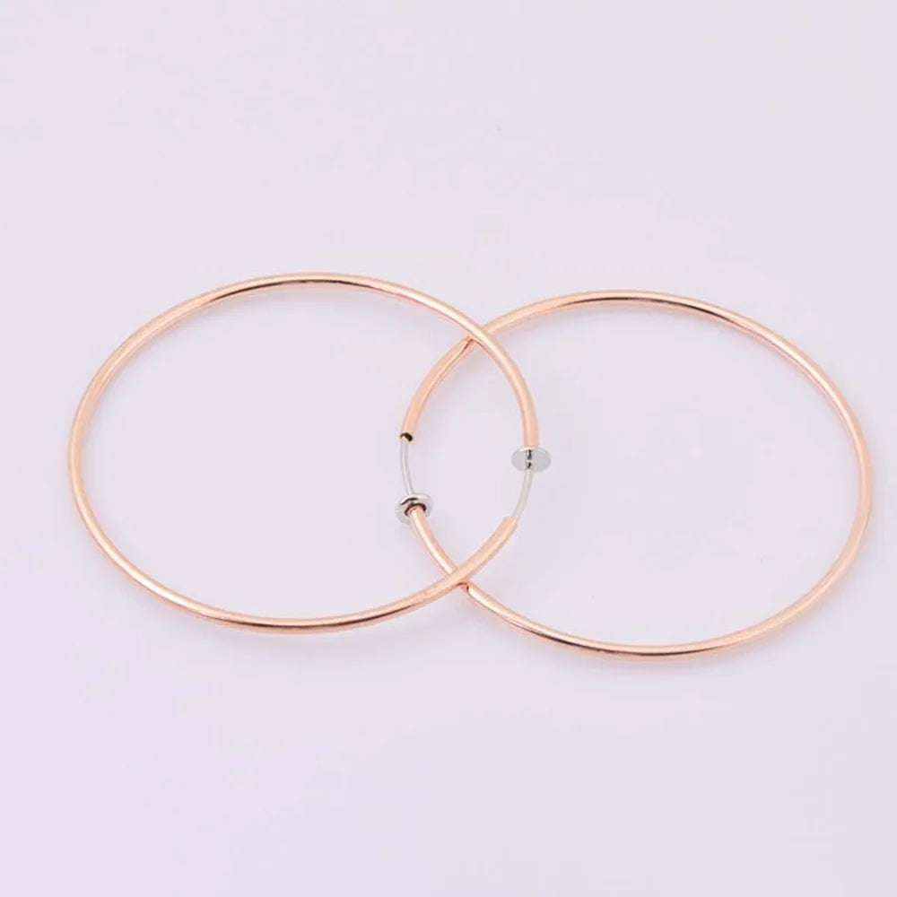 New Diameter 2/4/6cm Ear Clips Rings Punk Women Non-Pierced Hoop Earrings Houndstooth Goth Fake Clip-On Circle Earrings Jewelry