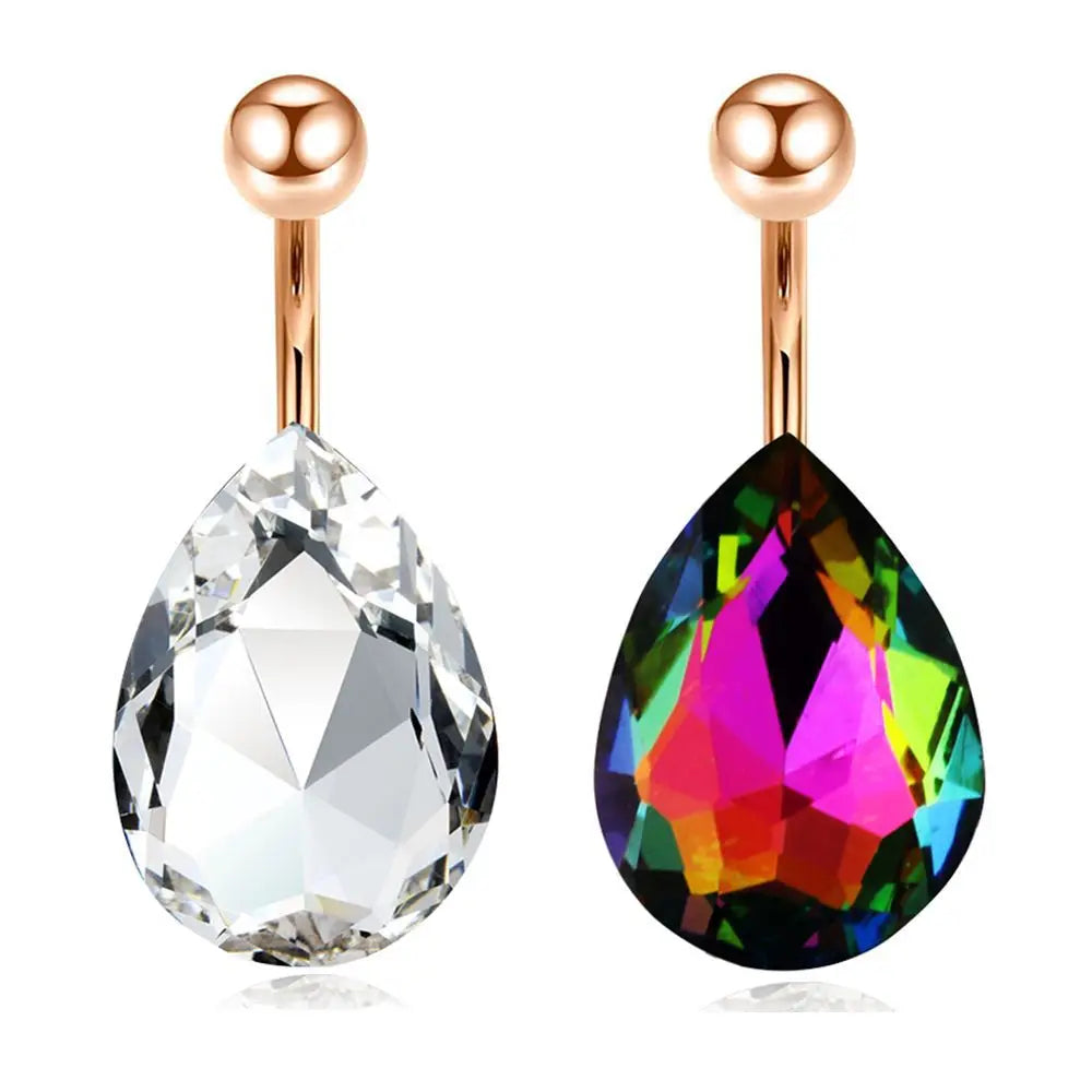 1PCS Crystal Belly Button Rings Surgical Steel Heart Navel Piercing Sexy Flower Belly Rings Body Piercing Ombligo Navel Rings