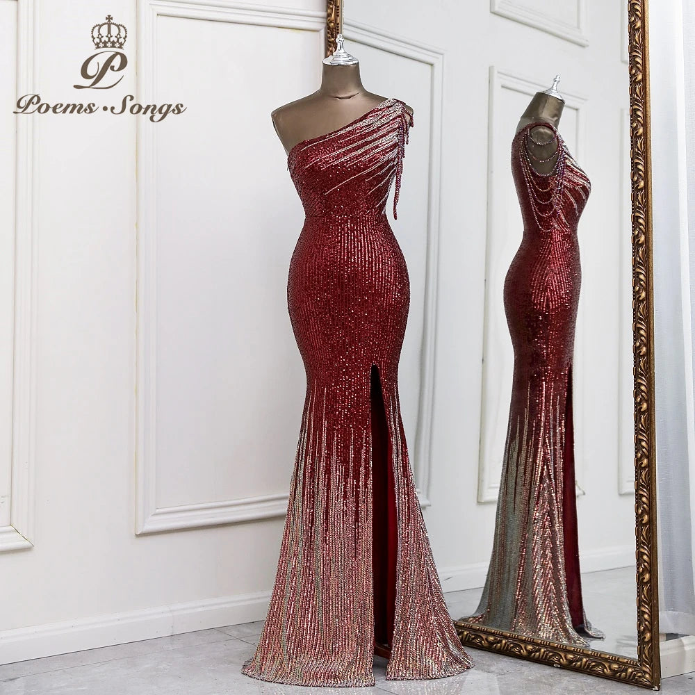Sexy One shoulder style evening dresses prom dresses vestidos de fiesta robe de soiree de mariage party dresses women evening