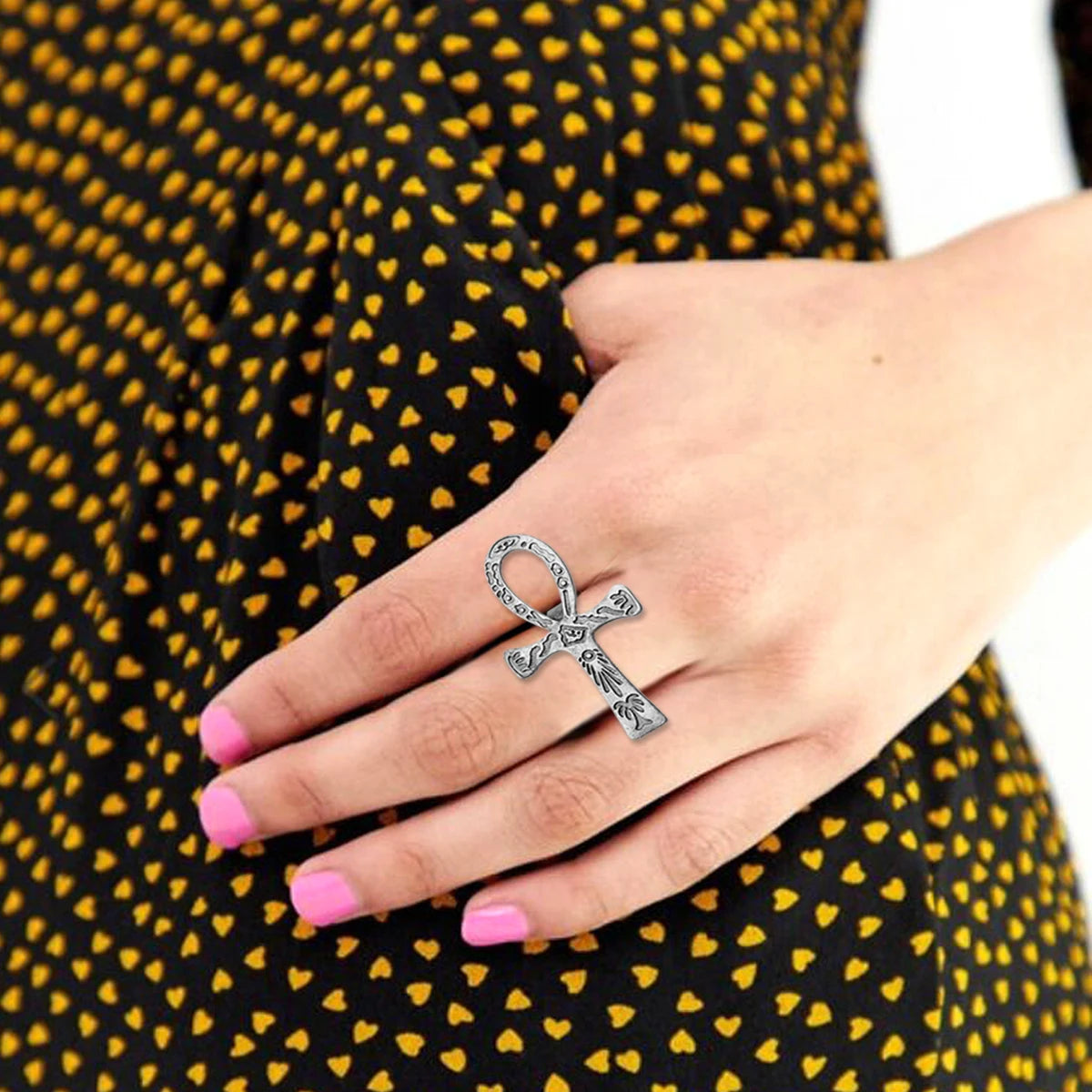 10x5cm Vintage Egyptian Life Big Ankh Cross Pendant Long Chain Necklace Fashion Jewelry Men and Women Accessories Dropshipping