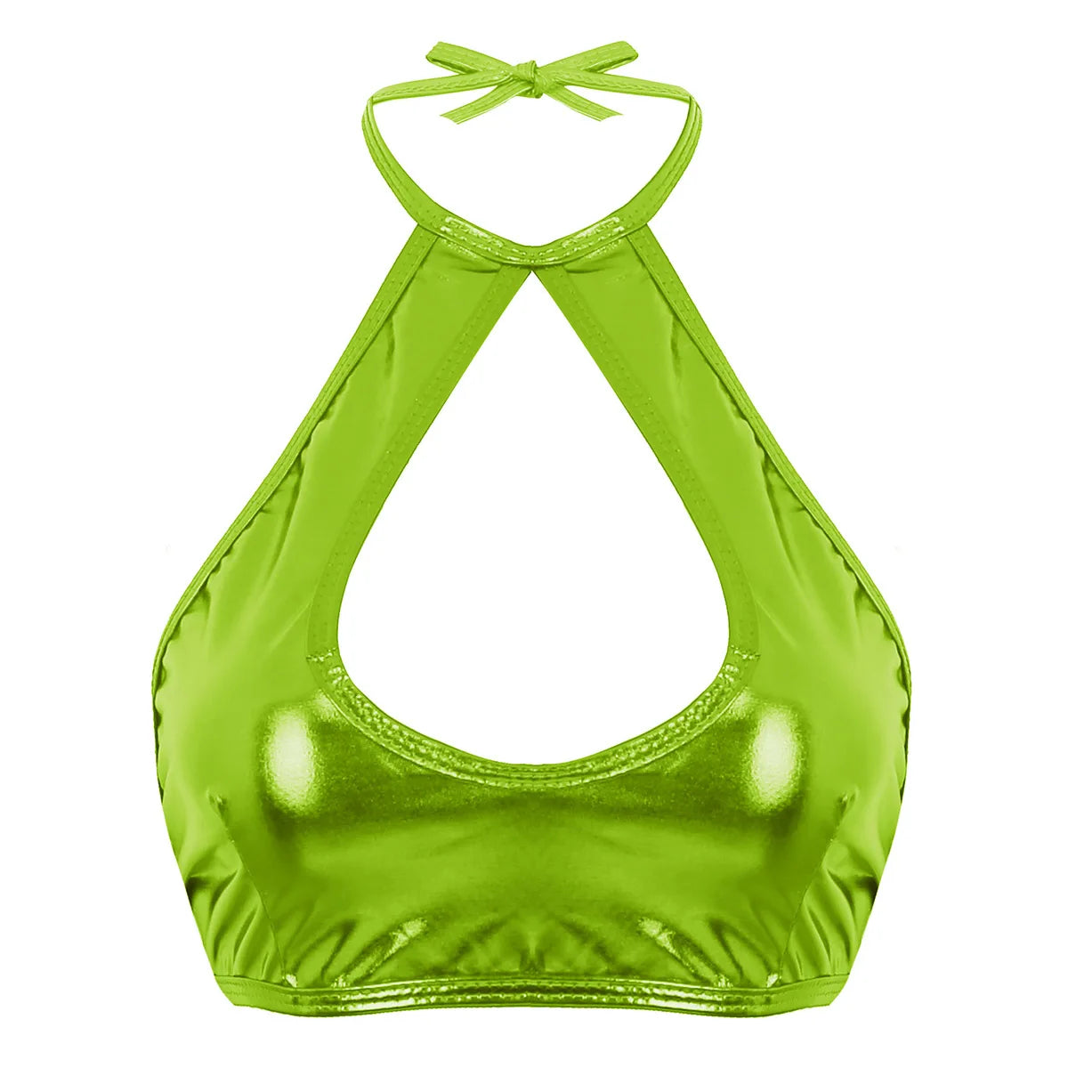 Women Summer Streetwear Halter Strappy Cropped Tops Vest Low Cut Camisole Rave Party Disco Nightclub Pole Dance Costume Sexy