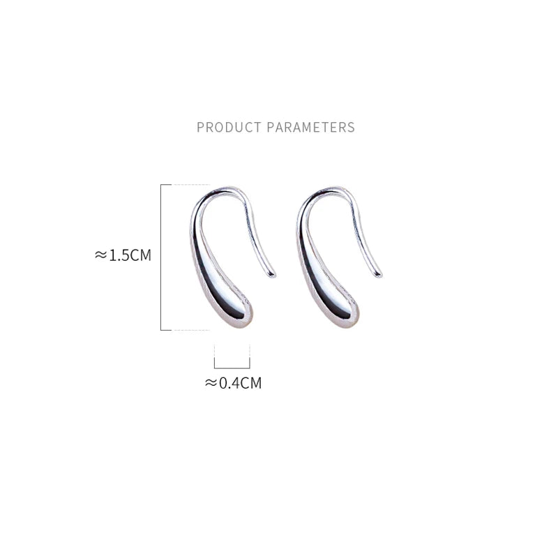 925 Sterling Silver Water Drop Shape Earrings for Women Simple Temperament Ins Retro Jewelry Party Birthday Gifts