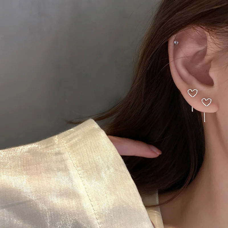 Simple Stud Earrings 2021 Trend Jewelry For Women Silver Color Water Drop Two Use Cute Korean Small Earring pendientes hombre