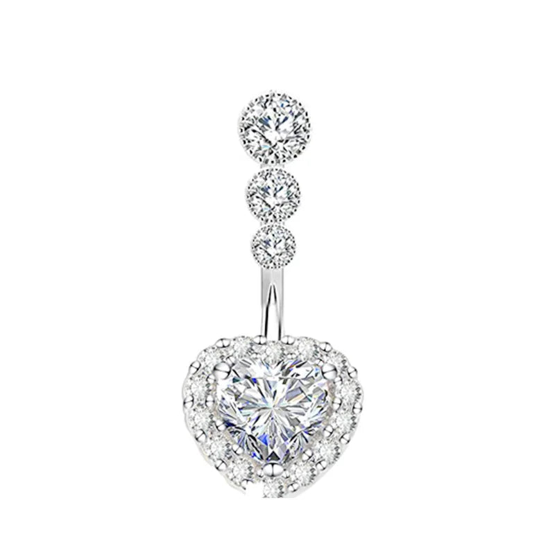 1PCS Crystal Belly Button Rings Surgical Steel Heart Navel Piercing Sexy Flower Belly Rings Body Piercing Ombligo Navel Rings
