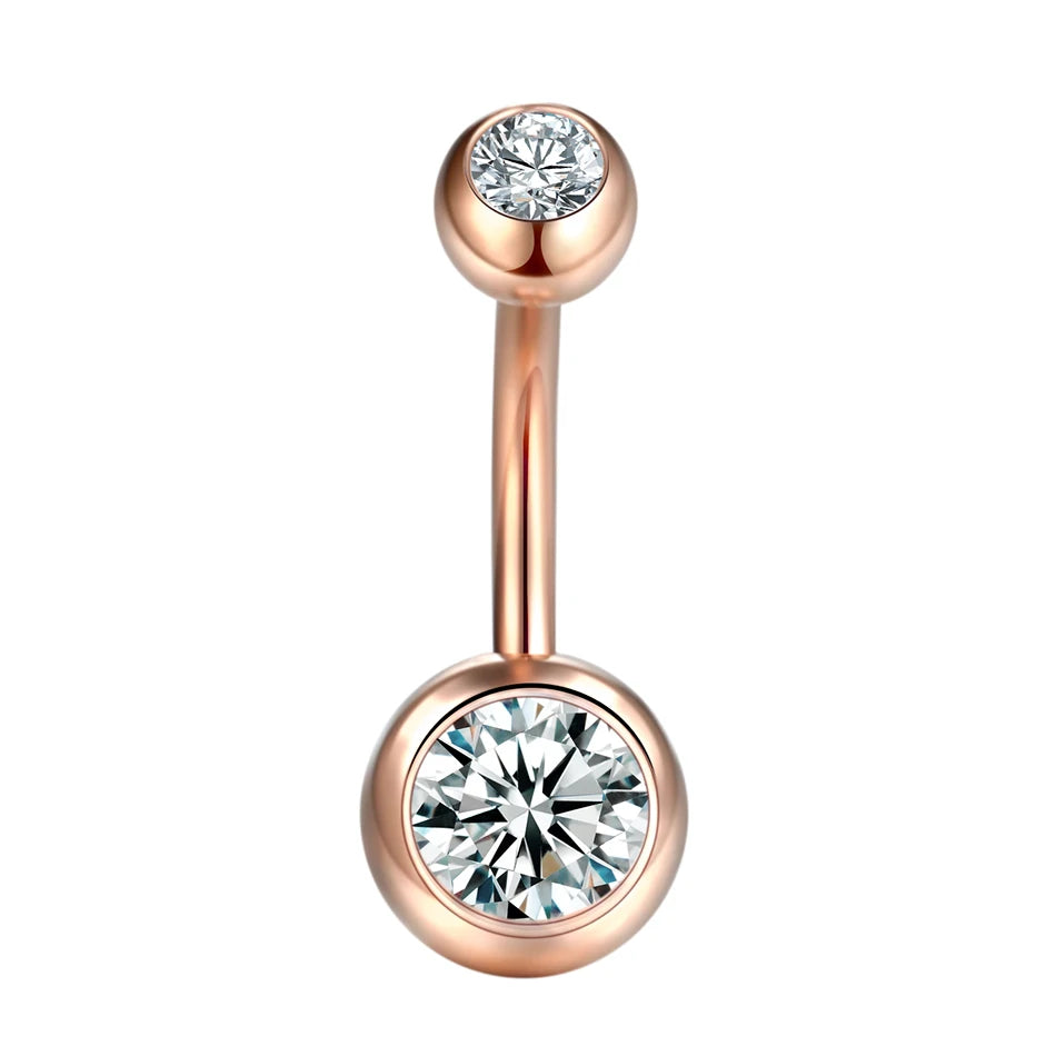 1PC 14G Belly Button Ring Navel Nombril Piercings Surgical Steel Ear Rings CZ Body Piercing Jewelry 10mm Bar For Women Piercings