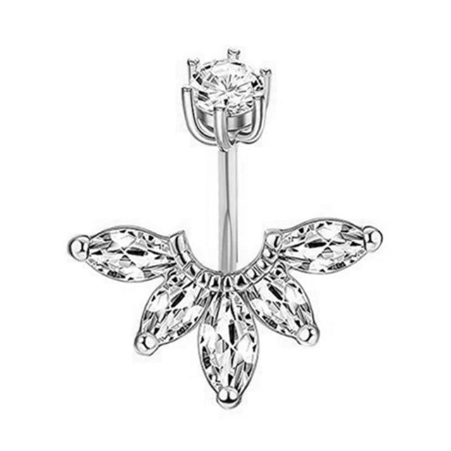 1PCS Crystal Belly Button Rings Surgical Steel Heart Navel Piercing Sexy Flower Belly Rings Body Piercing Ombligo Navel Rings