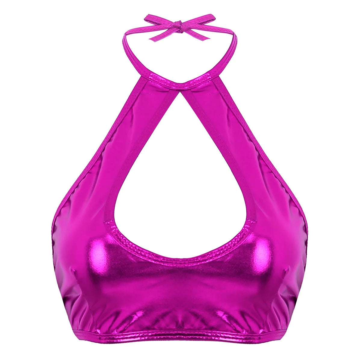 Women Summer Streetwear Halter Strappy Cropped Tops Vest Low Cut Camisole Rave Party Disco Nightclub Pole Dance Costume Sexy