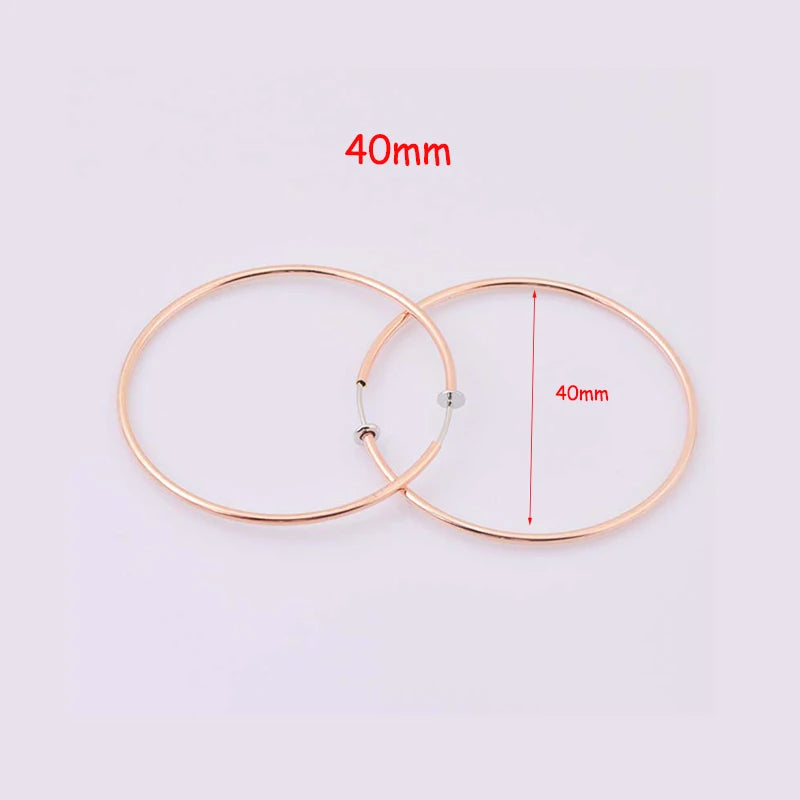 New Diameter 2/4/6cm Ear Clips Rings Punk Women Non-Pierced Hoop Earrings Houndstooth Goth Fake Clip-On Circle Earrings Jewelry