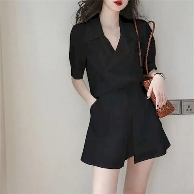 Oversized Women's Suits Short Sleeve Blazer Suits Fried Street Jacket Shorts 2 Piece Short Set With Jacket Women Summer 2024 New