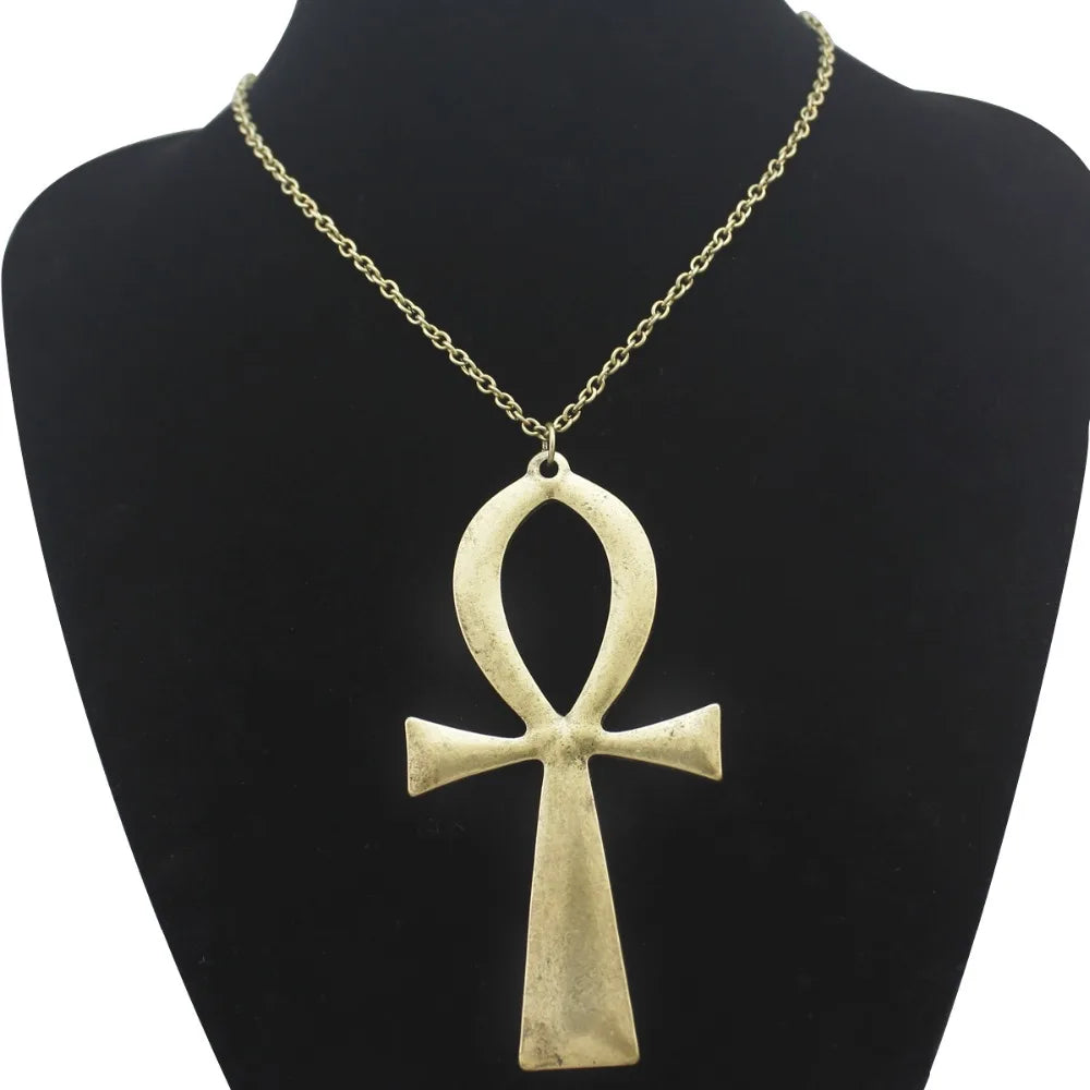 10x5cm Vintage Egyptian Life Big Ankh Cross Pendant Long Chain Necklace Fashion Jewelry Men and Women Accessories Dropshipping