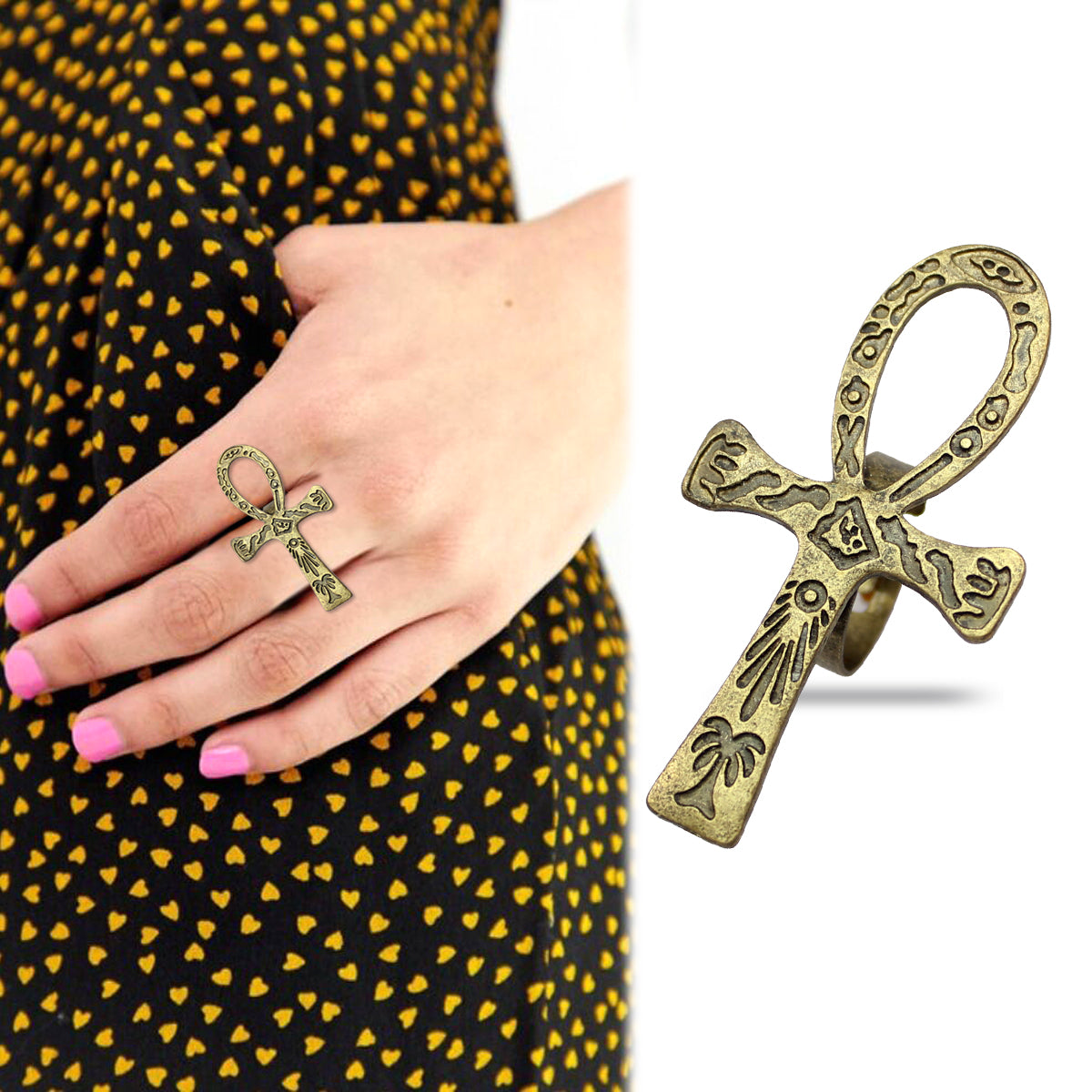 10x5cm Vintage Egyptian Life Big Ankh Cross Pendant Long Chain Necklace Fashion Jewelry Men and Women Accessories Dropshipping