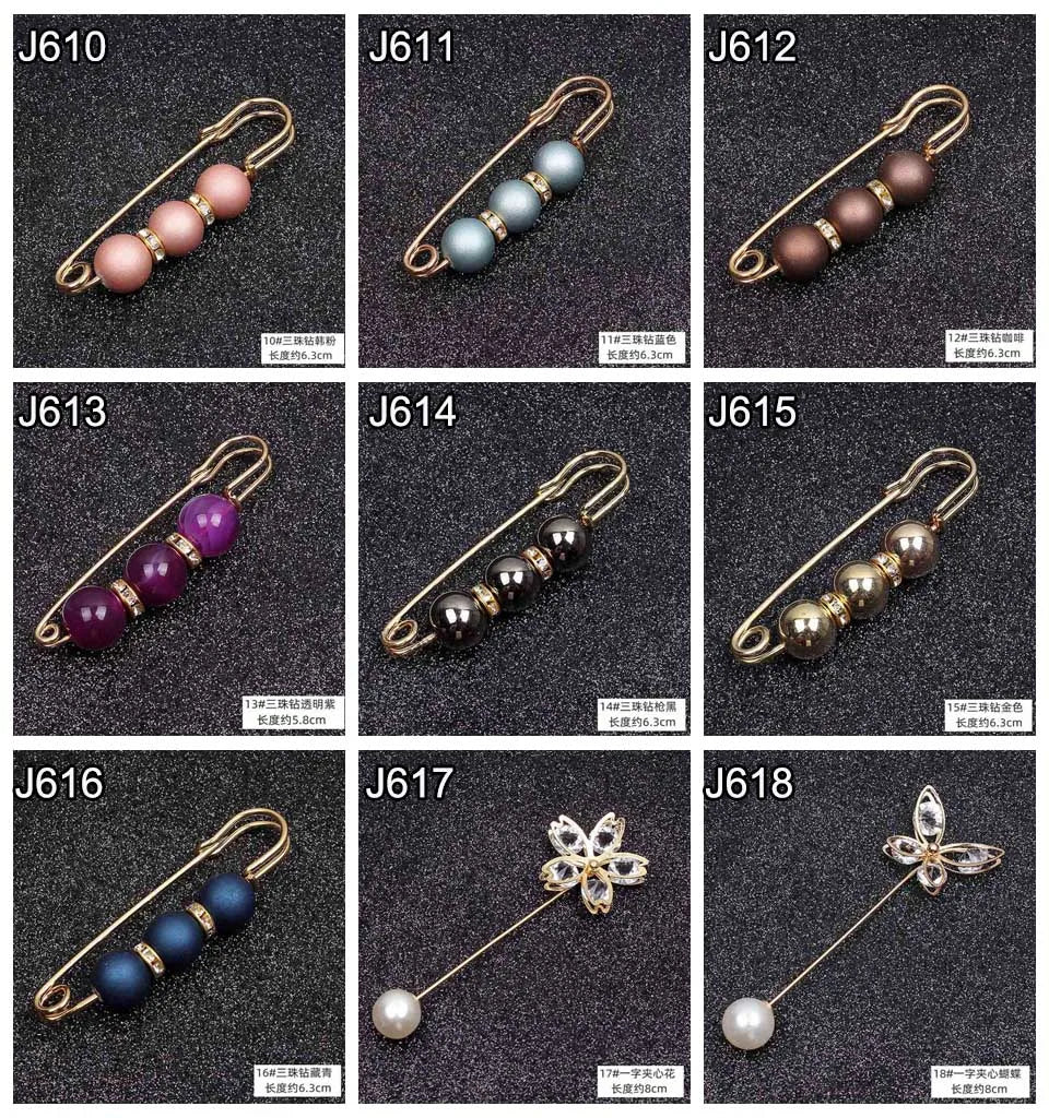 Lapel Pin Women Simulated-Pearl Pendant Pins Crystal Rhinestone Brooch For Woman Scarf Buckle Clips Hat Clothes Multipurpose Pin