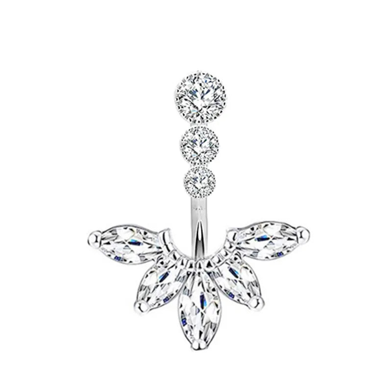 1PCS Crystal Belly Button Rings Surgical Steel Heart Navel Piercing Sexy Flower Belly Rings Body Piercing Ombligo Navel Rings