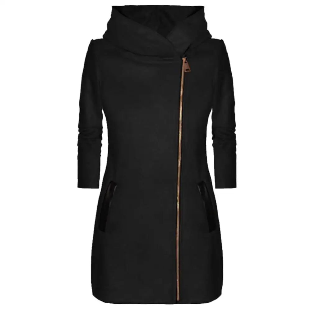 Fashion Women Jacket Zip up Long Sleeve Hooded Pocket Outerwear Coat Autumn Winter 2023