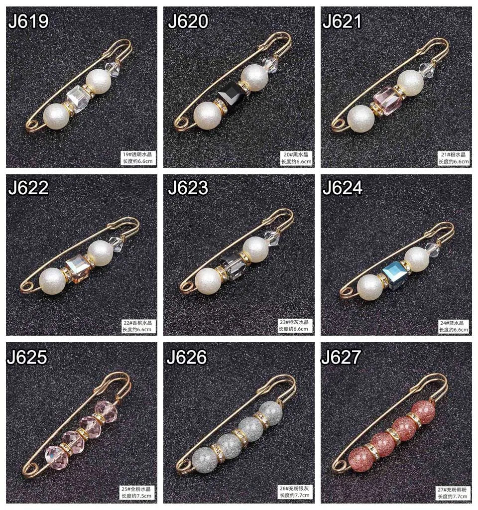 Lapel Pin Women Simulated-Pearl Pendant Pins Crystal Rhinestone Brooch For Woman Scarf Buckle Clips Hat Clothes Multipurpose Pin