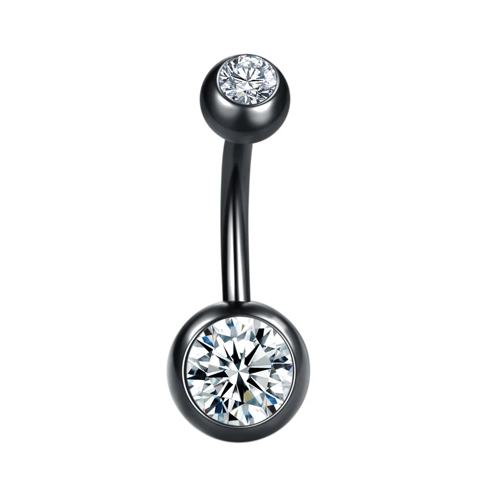 1PC 14G Belly Button Ring Navel Nombril Piercings Surgical Steel Ear Rings CZ Body Piercing Jewelry 10mm Bar For Women Piercings