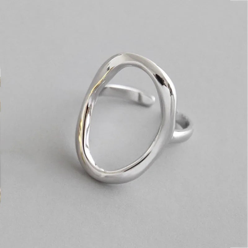 XIYANIKE Silver Color Irregular Hollow Opening Rings for Women Couple Fashion Simple Geometric Party Jewelry Gifts
