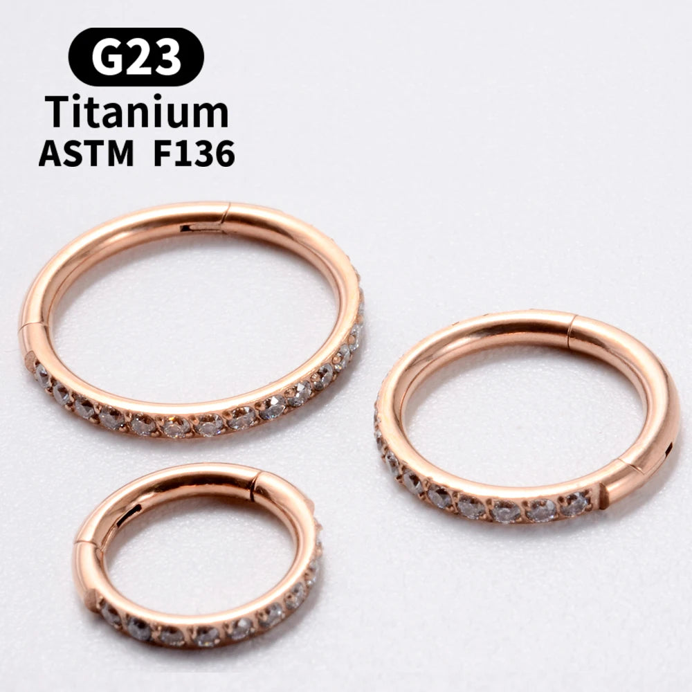 18G/16G Women's Round Earrings G23 F136 Titanium Nose Ring Hinge Clicker Open Diaphragm Nose Ring Fashion Lady Piercing Jewelry